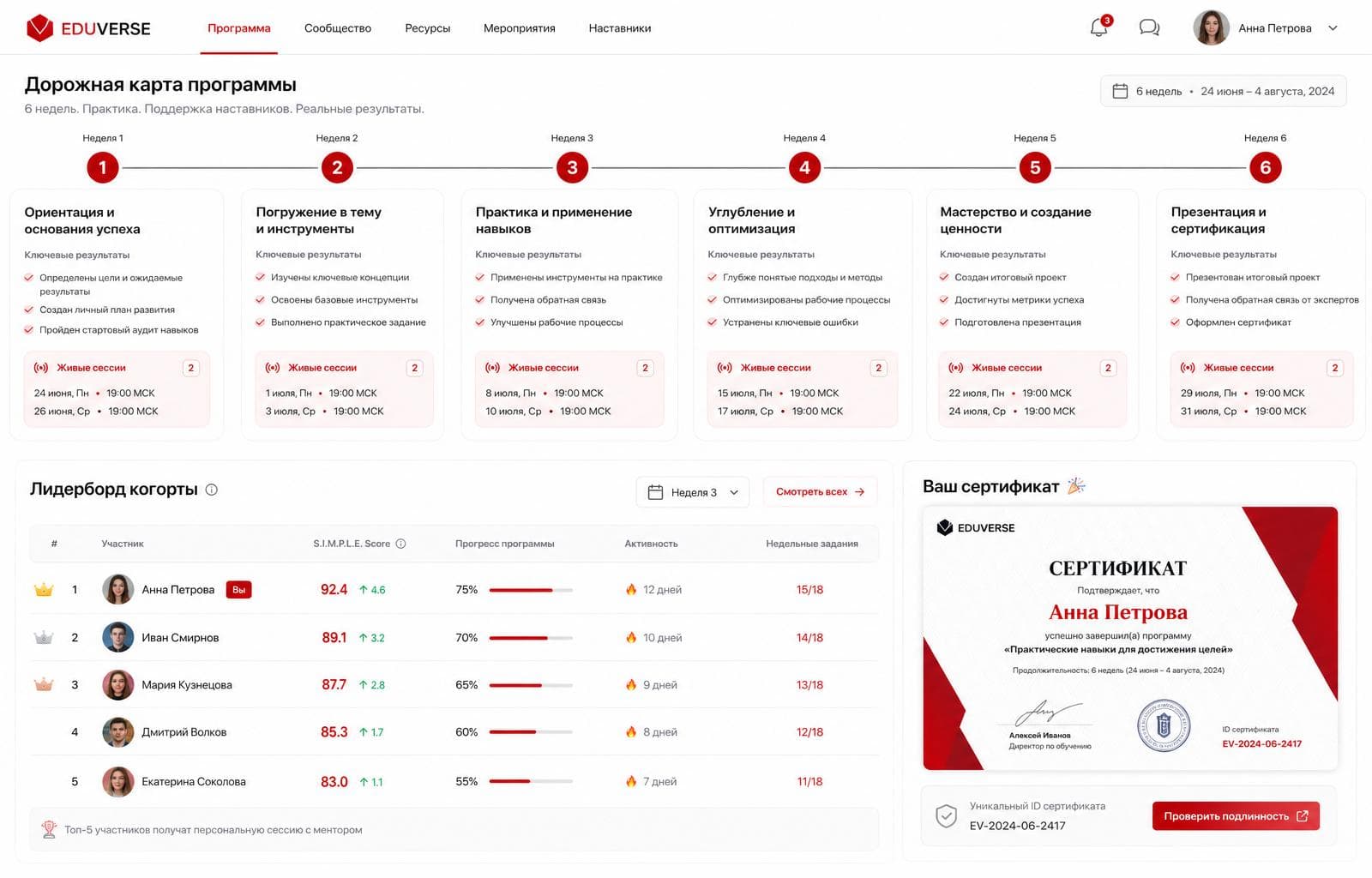 Программа и сертификат